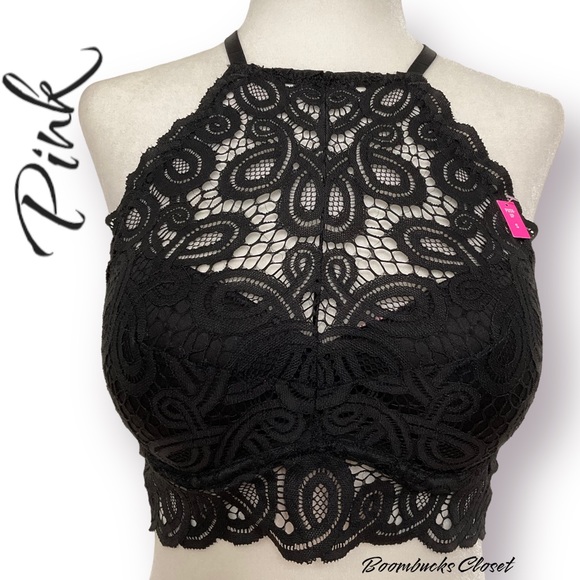 PInk Halter Lace Push up Bra Small - Picture 2 of 16